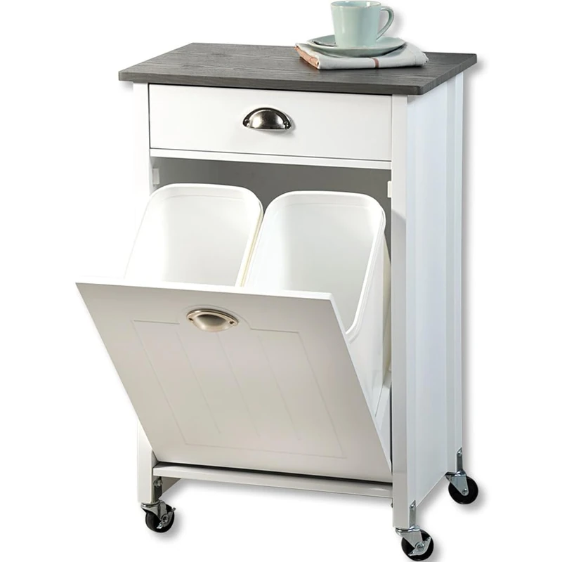 Kesper Kitchen trolley with waste separation system, material: fibreboard, dimensions: W 50 x H 79 x D 37 cm, colour: white, grey, 25527 13