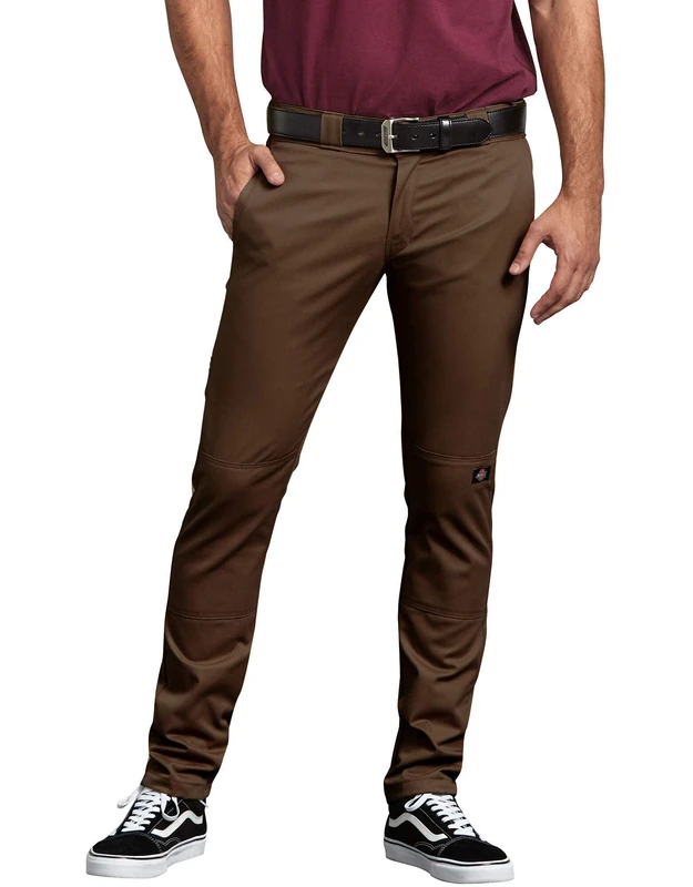 Dickies Men's Skinny Straight Double Knee Work Pant Utility, Timber Brown V1, 38W x 32L