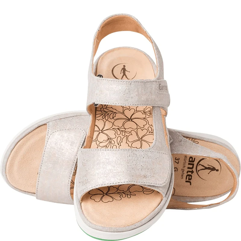 Ganter 9-200180-60000 Women’s Ankle Strap Sandals, Grey (Grey 6000), 10.5 UK