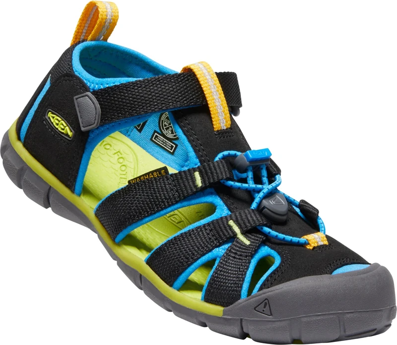 KEEN Unisex-Child Seacamp 2 CNX Closed Toe Sandals, Black/Brilliant Blue, 8
