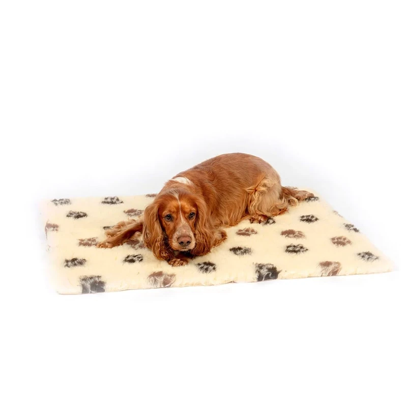 Danish Design Large Dog/Cat Non Stick Rectangular Beige Brown Paw Print Fleece 75 cm x 900 cm