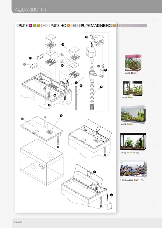Askoll AB350034 Lid Lighting and Cover Black Filter Pure XL