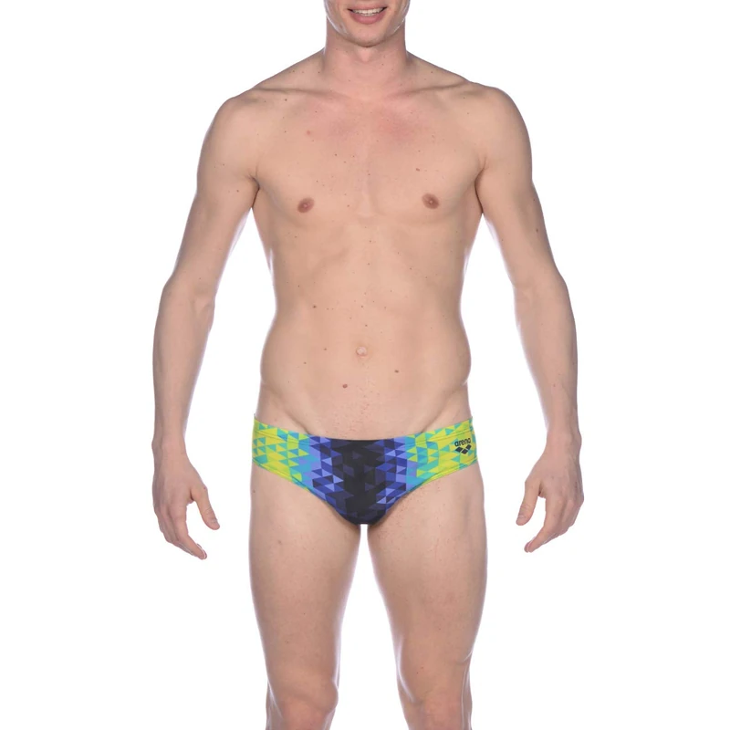 Sand M Brief Swimsuit Brief Men's Triangle Prism, mens, 002323, green multi-navy, 95