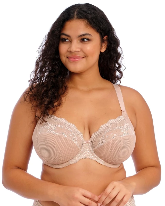 Elomi Women's Charley Stretch Lace Underwire Plunge Bra, Fawn, 32JJ US - Image 1