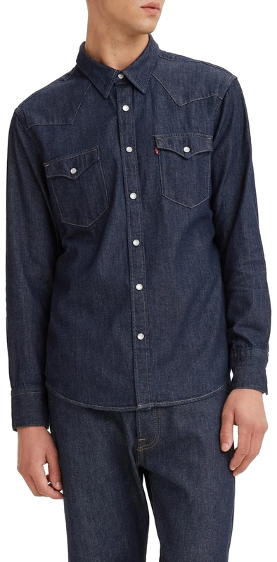 Levi's Men's Barstow Western Standard Woven shirts, Indigo Rinse, L