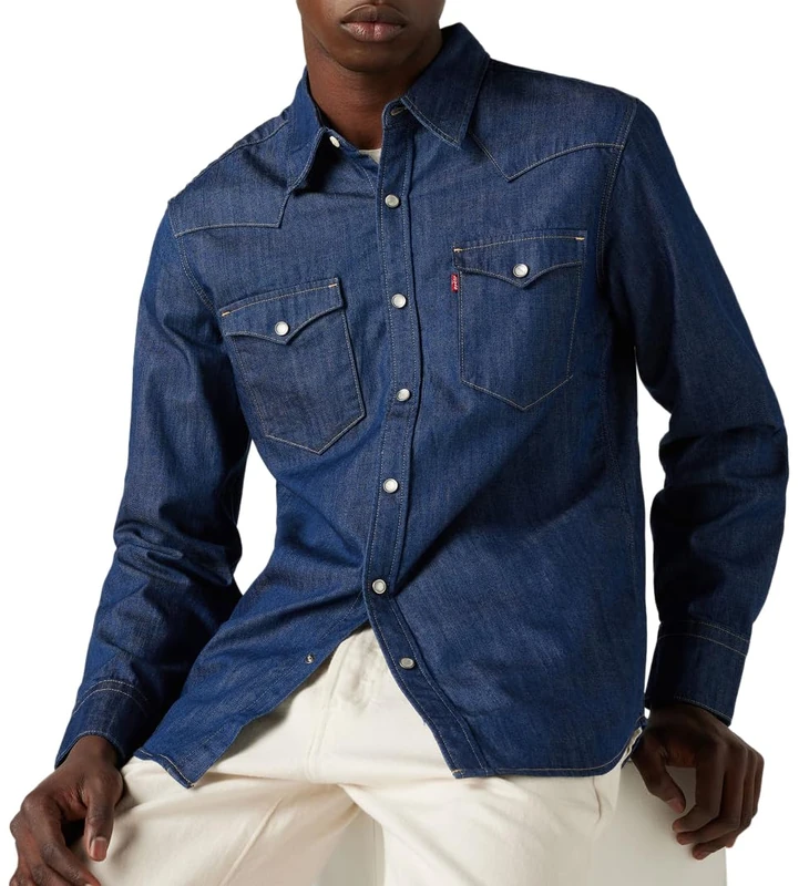 Levi's Men's Barstow Western Standard Woven Shirt - Indigo Rinse