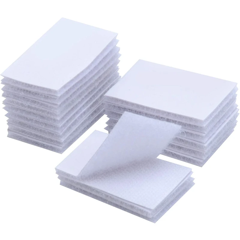 BRAVESHINE 30X50mm Super Heavy Duty Sticky Pads Stick on Self Adhesive, Nail Free Picture Hanging Strips, Hook and Loop Tape for Walls and Floor,Door,Plastics,Glasses,Metals（18 Pack,White