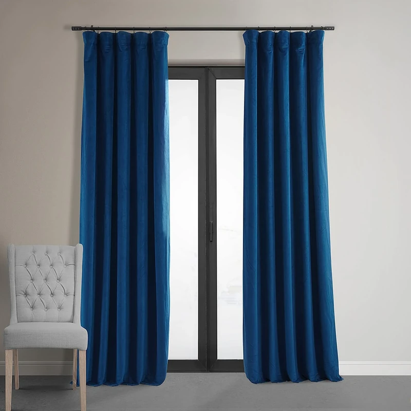 HPD Half Price Drapes Signature Velvet Blackout Curtains for Bedroom 50 X 108 (1 Panel), VPCH-181208-108, Union Blue