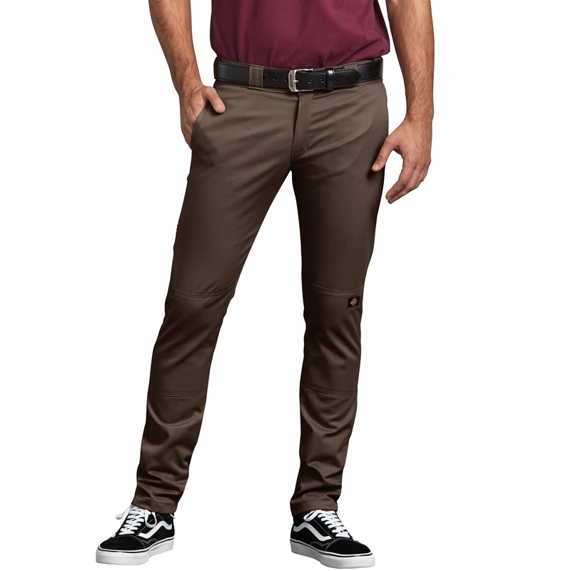 Dickies Men's Skinny Straight Double Knee Work Pant Utility, Steel Blue, 33W x 32L