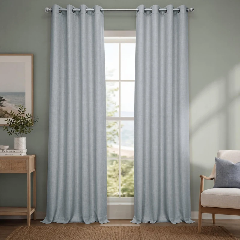 HPD Half Price Drapes Grommet Linen Curtains 96 Inches Long Room Darkening Curtains for Bedroom & Living Room (1 Panel), 50W x 96L, Heather Grey