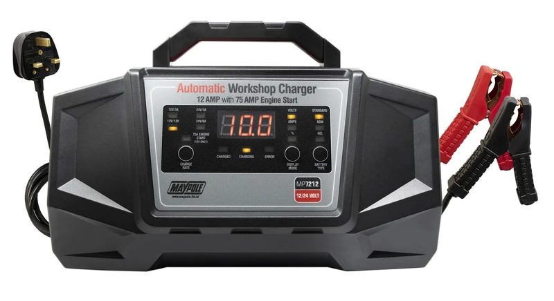 Maypole 12/24V 12A Heavy Duty Automatic Car Battery Charger Start Assist Lead Acid AGM EFB GEL Fully Automatic Digital Display
