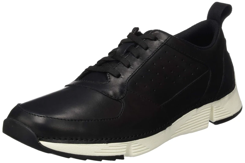 Clarks Men's Tri Sprint Low Top Sneakers, Black Black Leather Black Leather, 7 UK