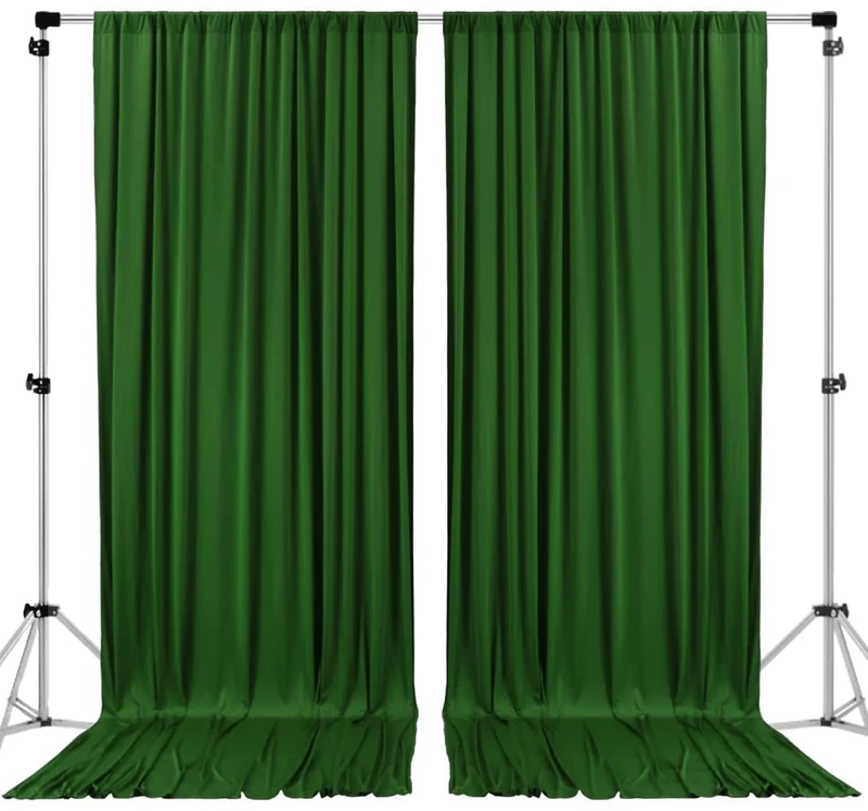 AK TRADING CO. 10 feet x 10 feet Polyester Backdrop Drapes Curtains Panels with Rod Pockets - Wedding Ceremony Party Home Window Decorations - Valley Green