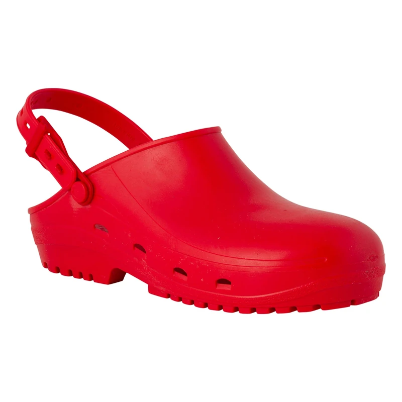 REPOSA MAX Clogs, Sanitary Clogs, Antistatic Natural Polymer, hi-tech thermoplastic Compound SEBS, Latex , Comfortable, Light, Closed Upper, Side Holes, Anatomic SRC Sole Red