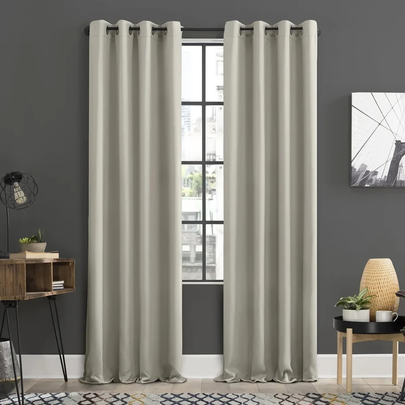 Sun Zero Soho 2-pack Energy Efficient Blackout Grommet Curtain Panel Pair, 54" x 96", Pearl