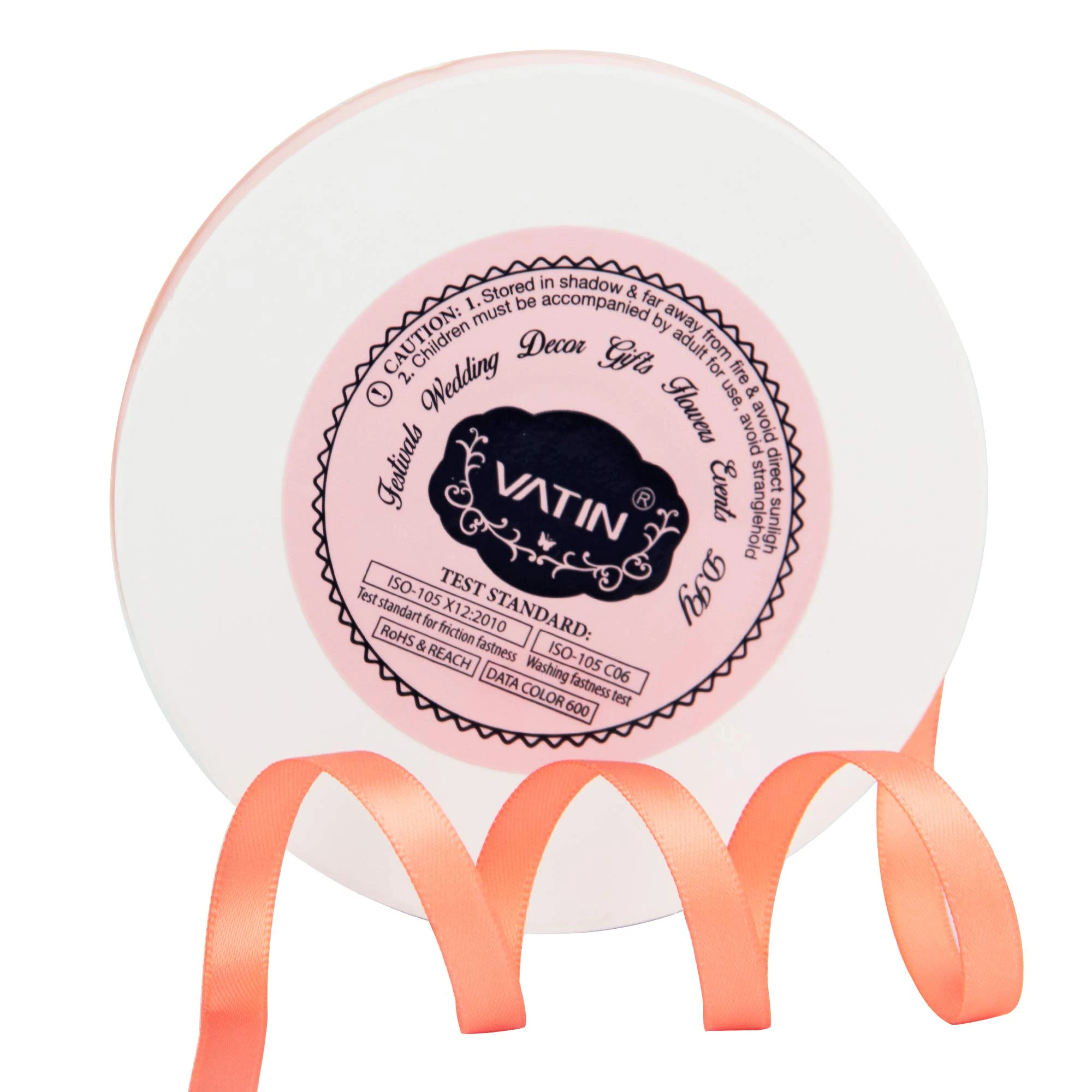 VATIN 6mm Double Faced Salmon Polyester Satin Ribbon - 45 Metre for Gift Wrapping Ornaments Party Favor Braids Baby Shower Decoration Floral Arrangement Craft Supplies