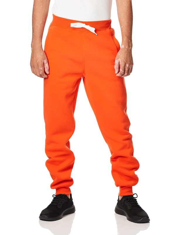 Southpole Men's 1570 Basic Active Fleece Jogger Sweatpants, Orange, XXL