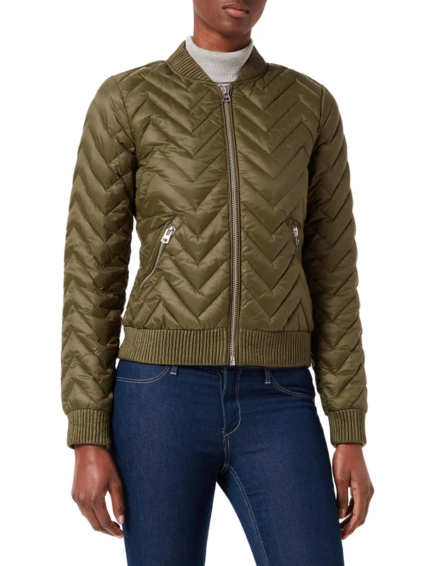United Colors of Benetton Women's Giubbotto Bomber Jacket, Green (Olive Night 35a), 6 (Manufacturer size: 38) - Image 1