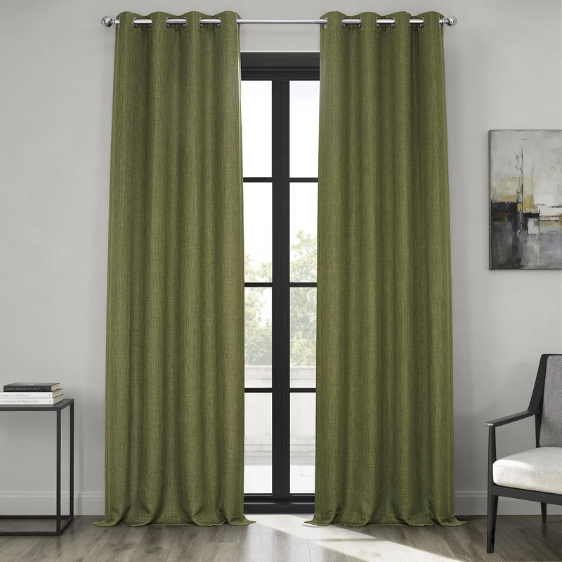 HPD Half Price Drapes Grommet Linen Curtains 108 Inches Long Room Darkening Curtains for Bedroom & Living Room (1 Panel), 50W x 108L, Tuscany Green