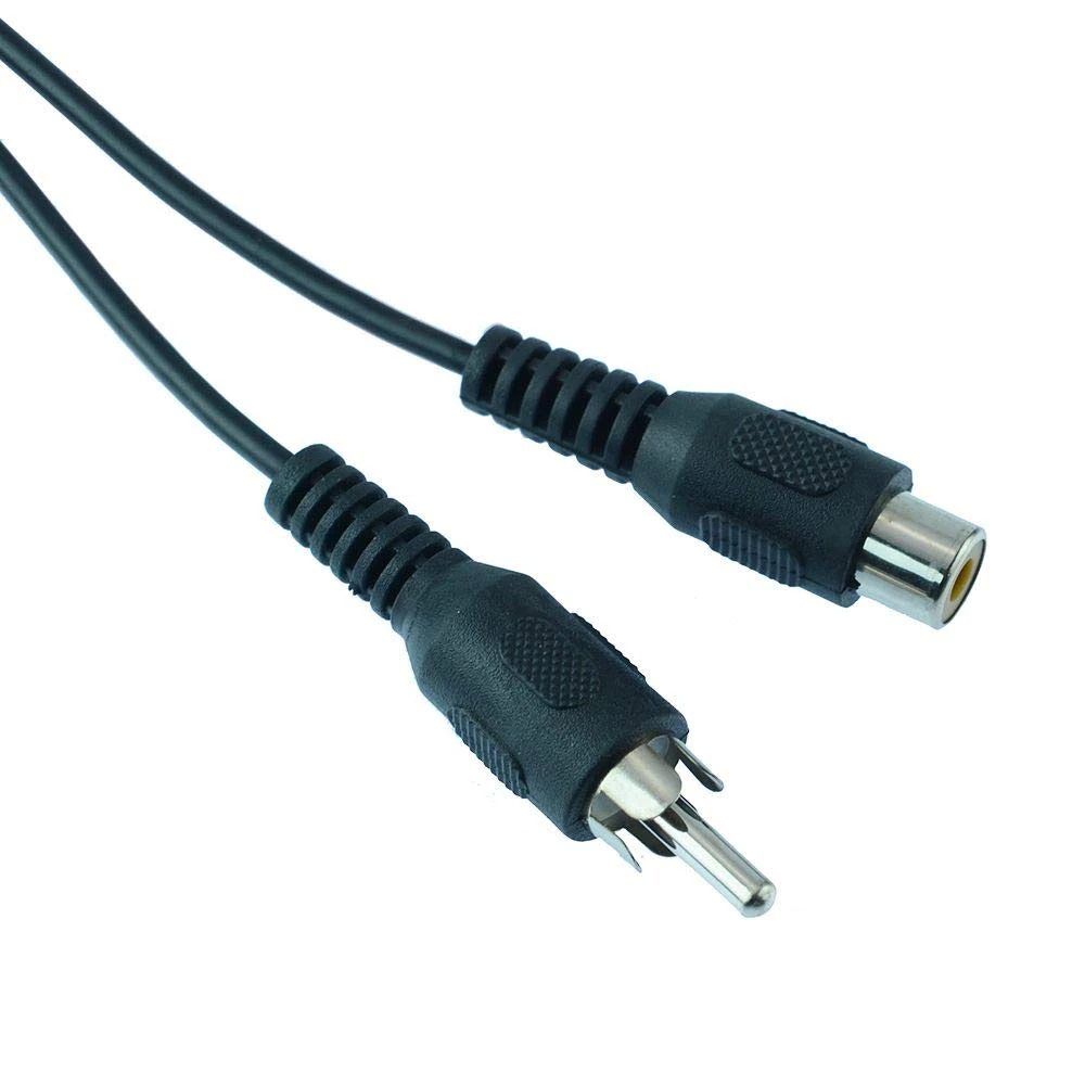 Black RCA Male to Female Phono Socket Cable Lead Extension AV Audio (5m)