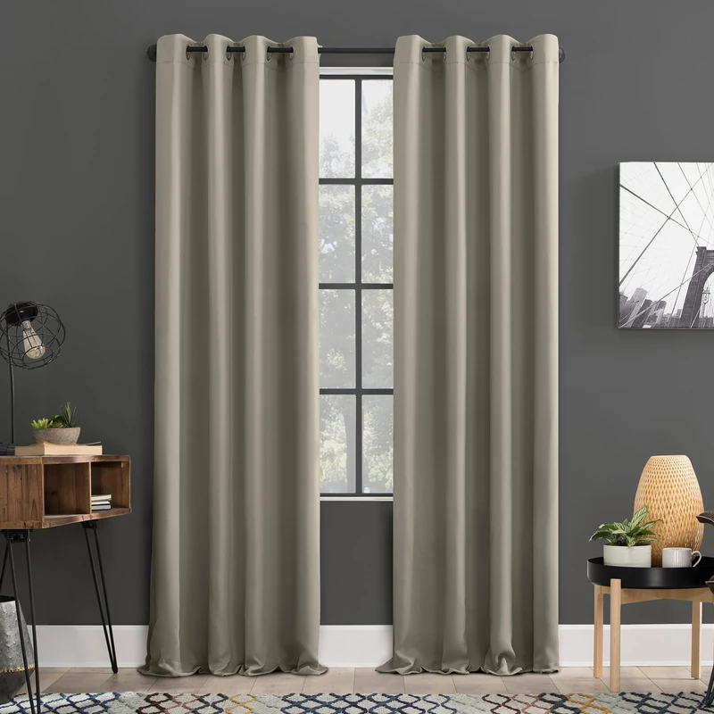 Sun Zero Soho 2-pack Energy Efficient Blackout Grommet Curtain Panel Pair, 54" x 96", Stone