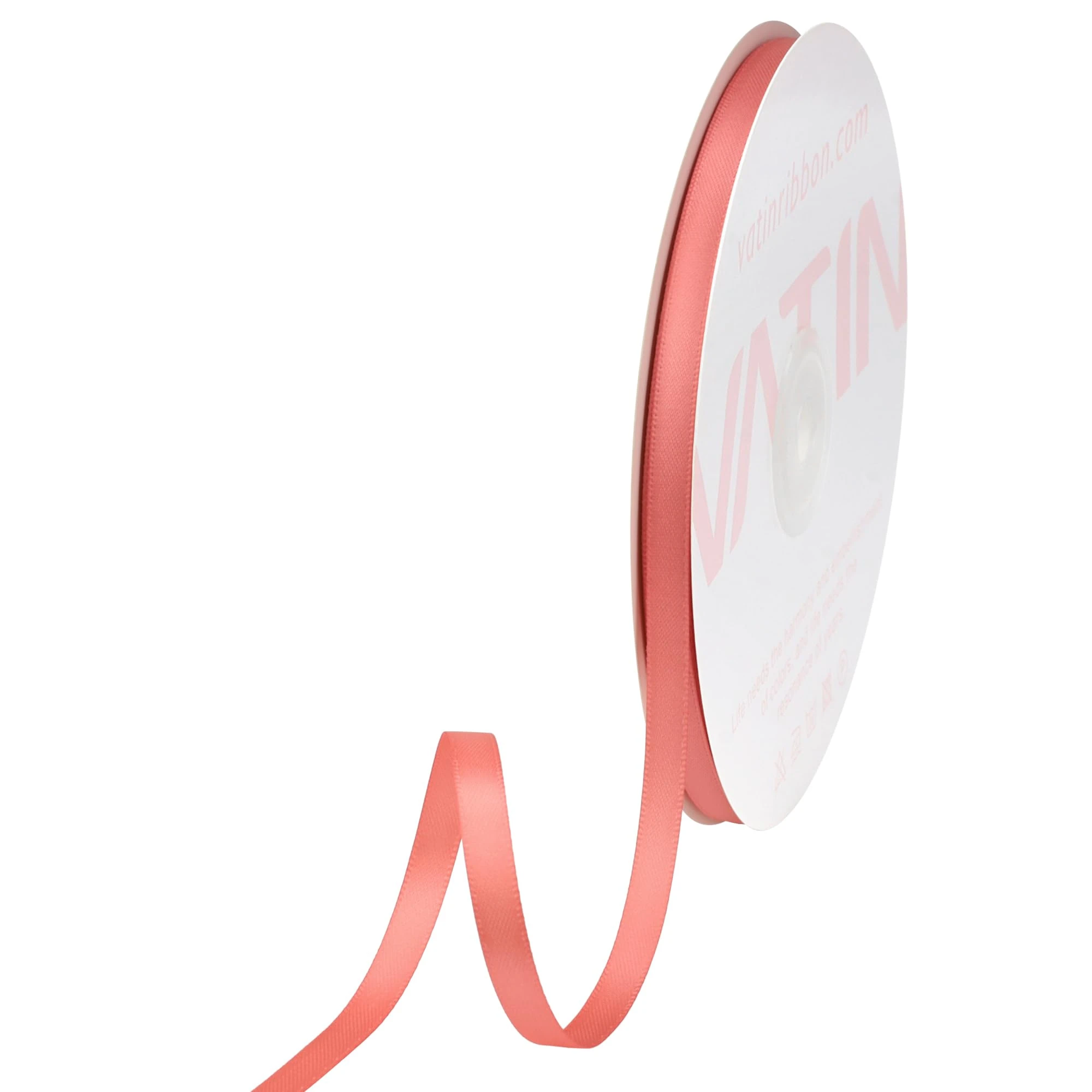 VATIN 6mm Double Faced Light Coral Polyester Satin Ribbon - 45 Metre for Gift Wrapping Ornaments Party Favor Braids Baby Shower Decoration Floral Arrangement Craft Supplies