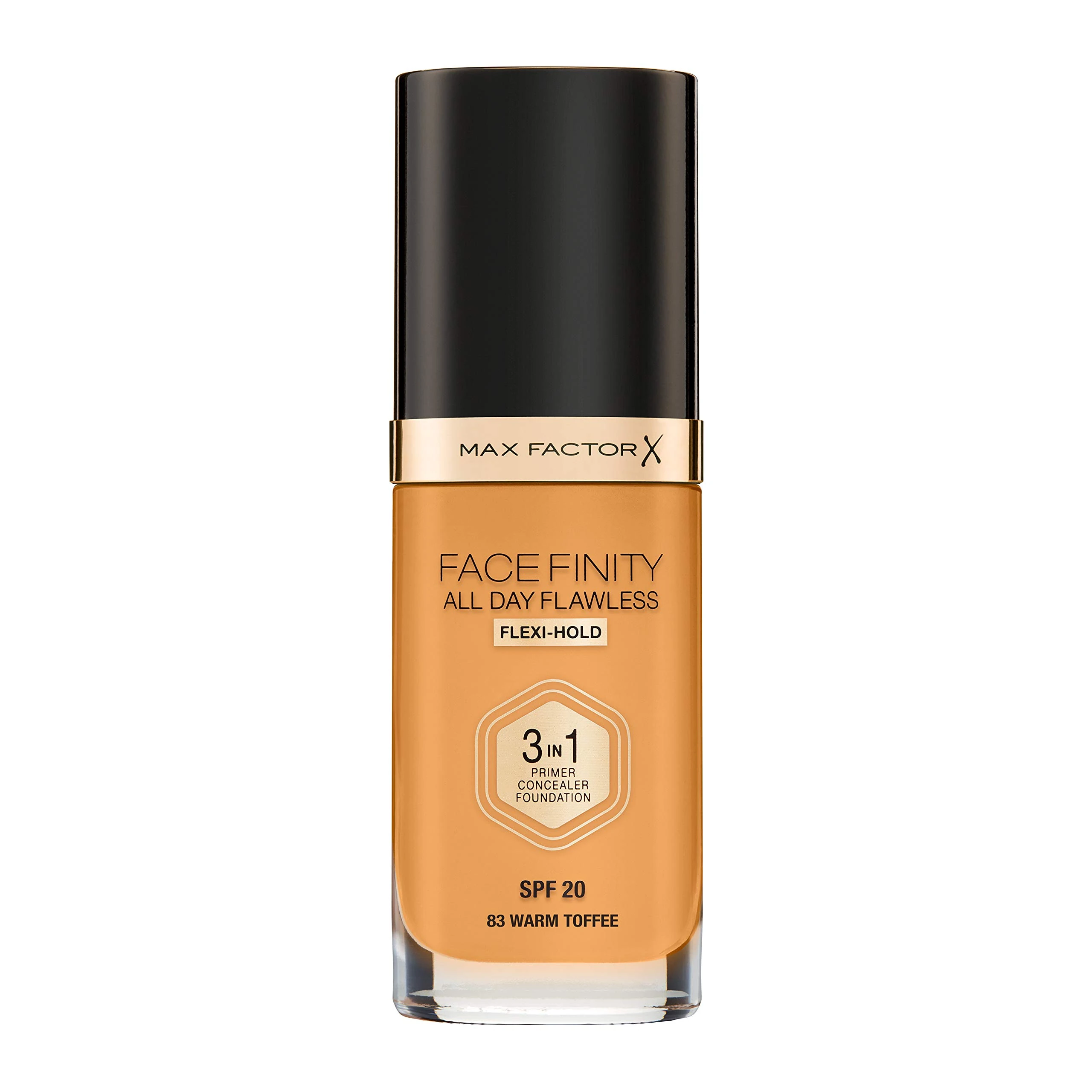 Max Factor Facefinity 3-in-1 All Day Flawless Liquid Foundation, SPF 20 - 83 Warm Toffee, 30 ml