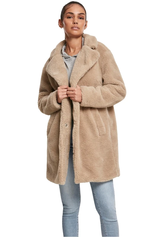 Urban Classics Women's Ladies Oversized Sherpa Coat, Beige (Sand 00208), M UK