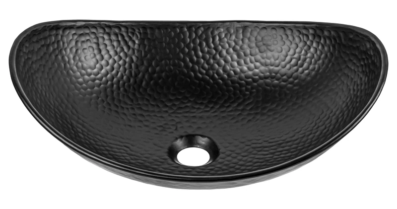 Monarch Abode 19186 Hand Hammered Matte Black Harbor Vessel Bathroom Sink (19 inches)