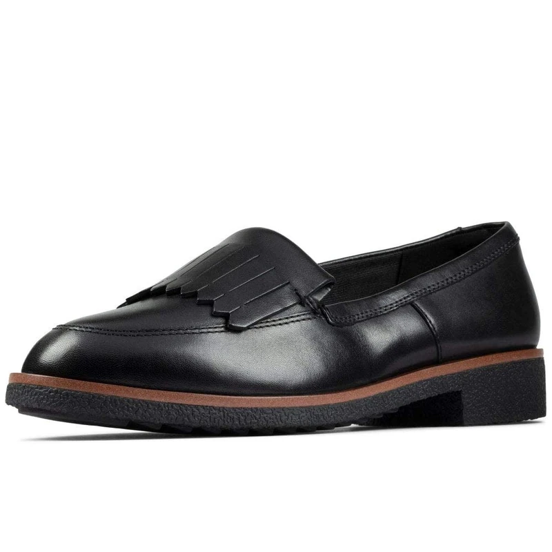 Clarks Griffin Kilt Leather Shoes In Black Standard Fit Size 3 - Image 1