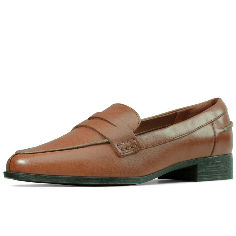 Clarks Women's Hamble Loafers, Brown Tan Leather, 4.5 UK