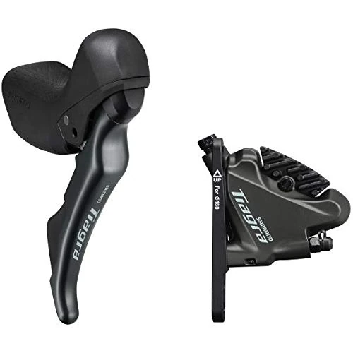 Shimano Tiagra ST-4720 Tiagra 10-speed STI bled with BR-4770 flat mount calliper, right front