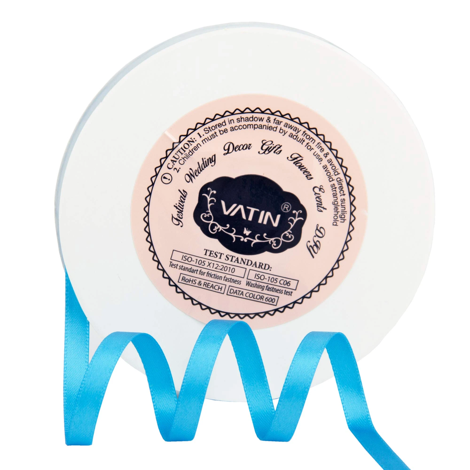 VATIN 6mm Double Faced Copen Blue Polyester Satin Ribbon - 45 Metre for Gift Wrapping Ornaments Party Favor Braids Baby Shower Decoration Floral Arrangement Craft Supplies