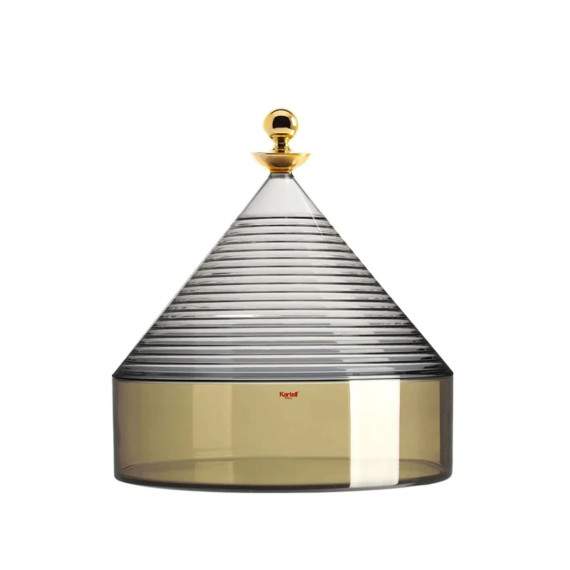 Kartell Storage Containers, Technopolymer thermoplastic, Smoke-Green, 27 x 25 cm