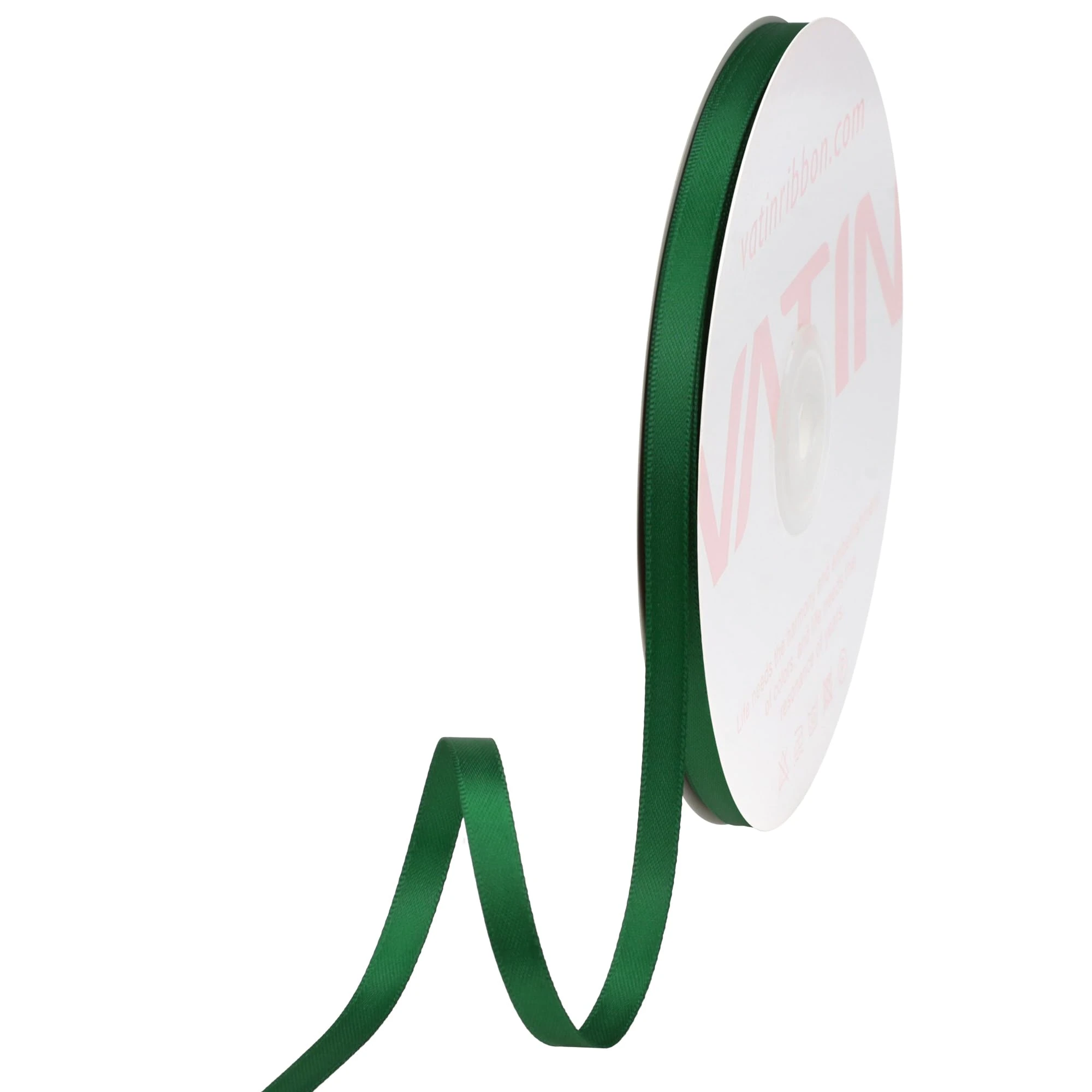 VATIN 6mm Double Faced Forest Green Polyester Satin Ribbon - 45 Metre for Gift Wrapping Ornaments Party Favor Braids Baby Shower Decoration Floral Arrangement Craft Supplies