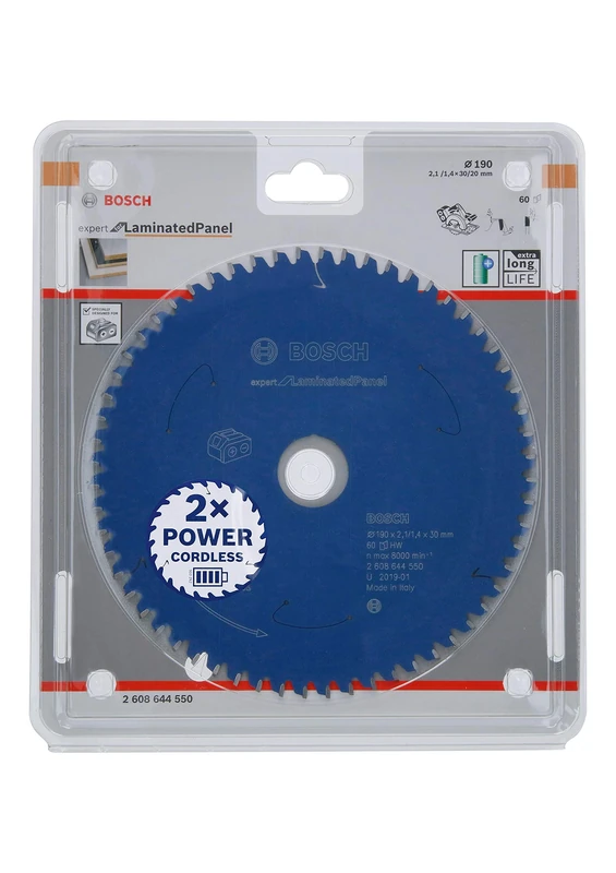 Bosch Professional Circular Saw Blade Expert (for Laminated Panel, 190 x 30 x 2.1 mm, 60 teeth; Accessories: Cordless Circular Saw)
