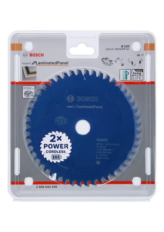 Bosch Professional Circular Saw Blade Expert (for Laminated Panel, 165 x 20 x 1.8 mm, 48 teeth; Accessories: Cordless Circular Saw)