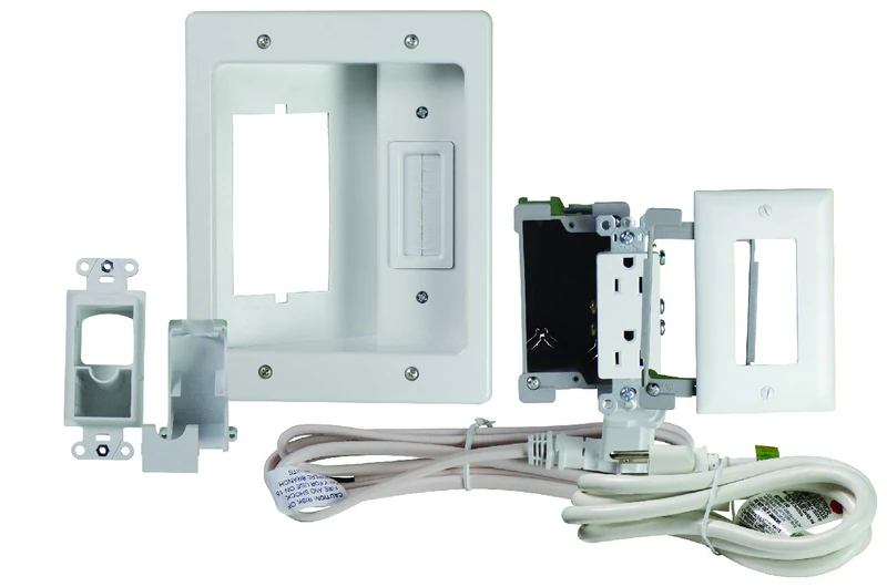 Legrand-On-Q HT22U2WHR6 HT22U2 Recessed Flat Screen TV Cable Concealer Kit with Power Solution, Top, Bottom: White-R6 - Image 1
