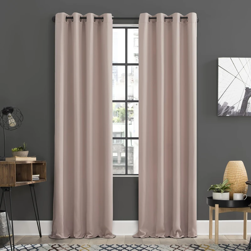 Sun Zero Soho 2-pack Energy Efficient Blackout Grommet Curtain Panel Pair, 54" x 84", Blush Pink