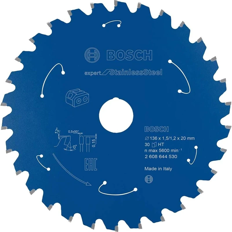Bosch Professional Circular Saw Blade Expert for (Stainless Steel, 136 x 20 x 1.5 mm, 30 teeth; Accessories: Cordless Circular Saw)