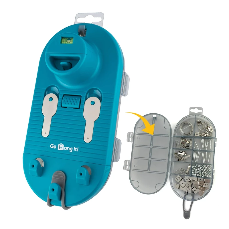 Go Hang It! Pro,The Original All-in-One Picture Hanging and Leveling Kit-Easily Hang Sawtooth/Wire Hangers-Includes Hardware Case with 85-Piece Picture Hanging Essentials