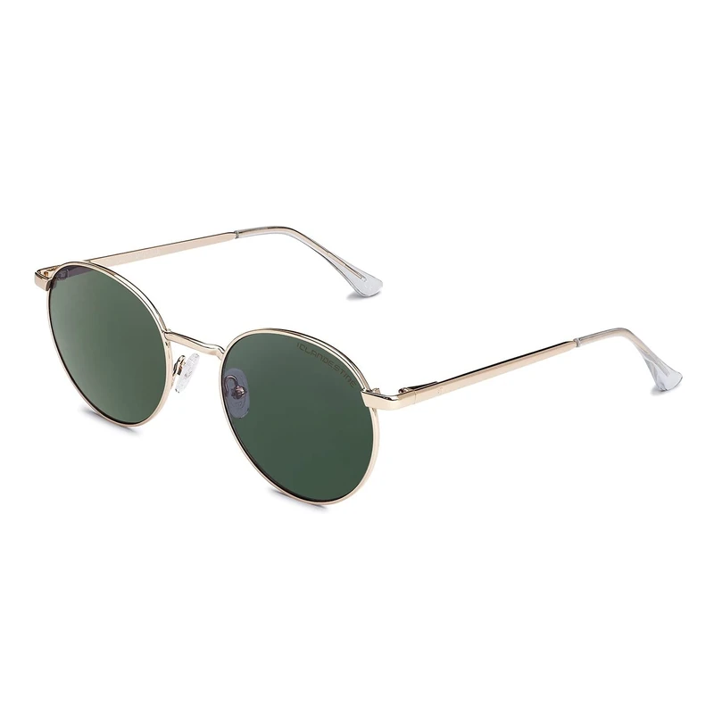 CLANDESTINE - Sunglasses Orbita 11 Gold Dark Green - Green Nylon HD Lenses and Stainless Steel Frame - Sunglasses for Men and Women - Smart Vision Technology - More Sharpness and Less Glare