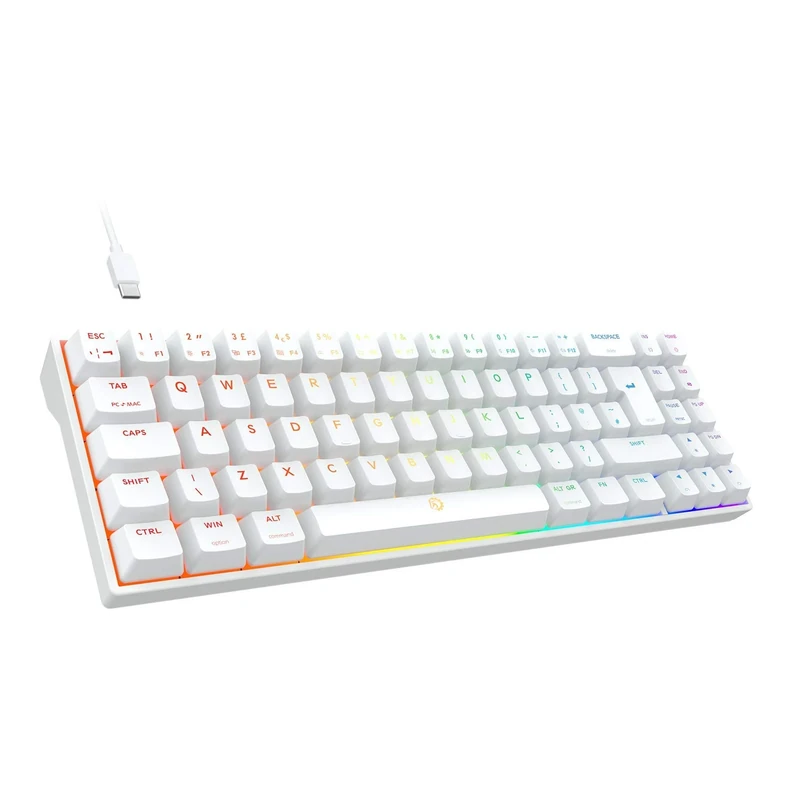 DREVO Calibur V2 TE RGB 60% Wired Mechanical Gaming Keyboard, 72-Key Small Compact, Work for PC/Mac (Outemu Brown Switch, UK Layout-White)