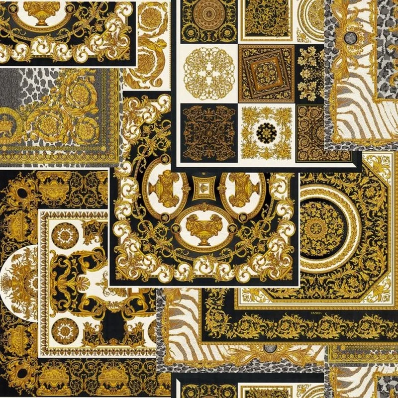 Luxury Wallpaper Versace 4 Non-Woven Wallpaper 10.05 m x 0.70 m Gold Silver Black Made in Germany 370483 37048-3