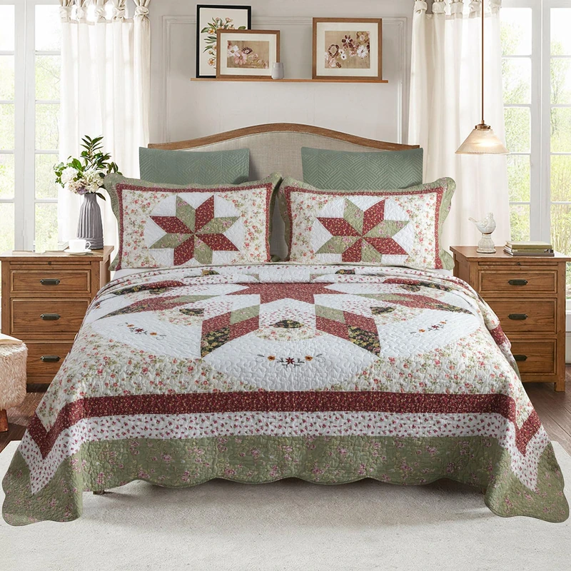 YAYIDAY Quilts Queen Size Patchwork Bedspread Set