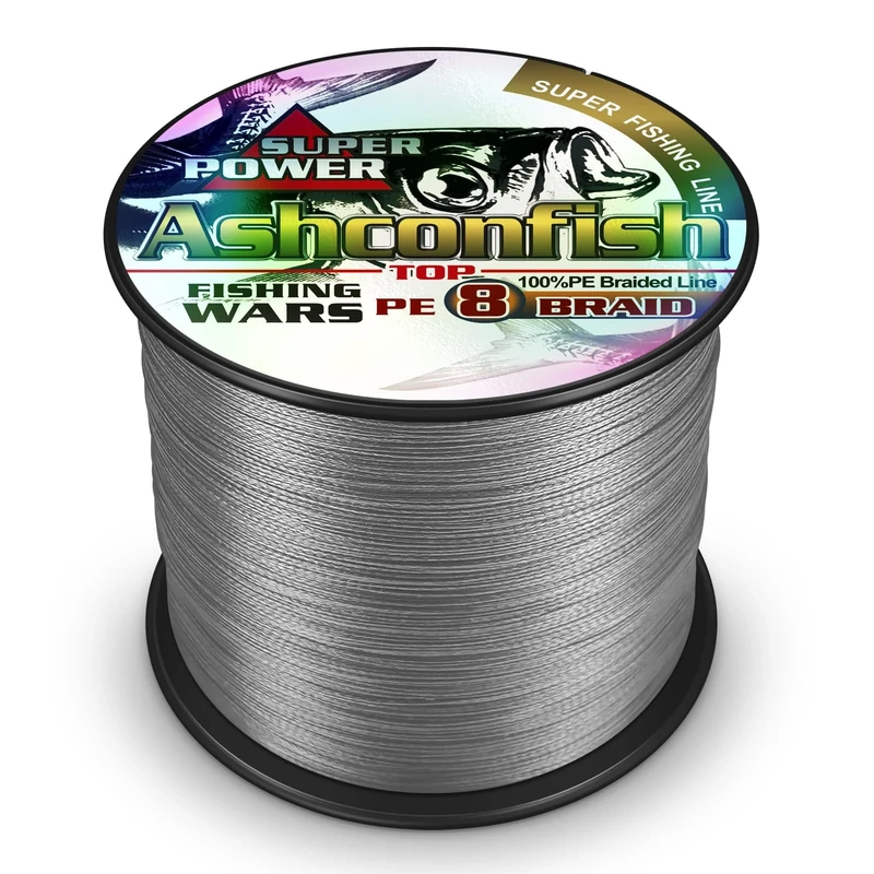 Ashconfish Braided Fishing Line- 8 Strands Super Strong PE Fishing Wire Heavy Tensile for Saltwater & Freshwater Fishing -Abrasion Resistant - Zero Stretch- 1000M/1093Yards 250LB Gray