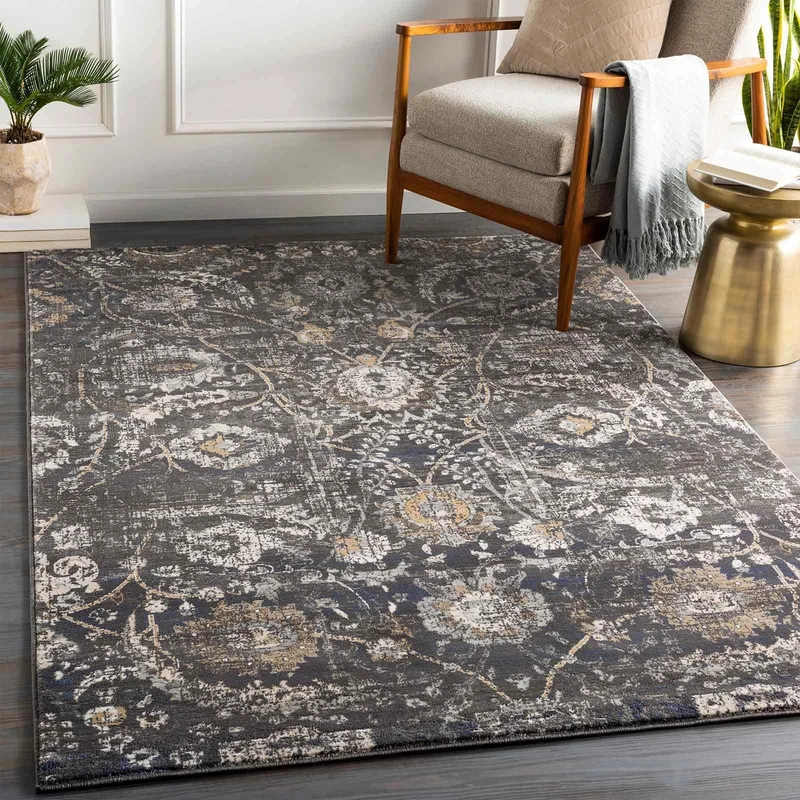 Livabliss Timia Vintage - Area s Living Room 200x275 cm, Dining Floor, Kitchen, Traditional Multicoloured Boho Style, Easy Care Pile, Bohemian Large, Black, Charcoal, Mustard, Beige