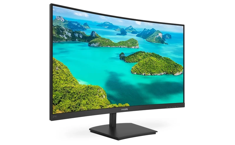 Philips 271E1SCA - 27 Inch FHD Curved Monitor, 75Hz, 4ms, VA, AMD FreeSync, Speakers, FlickerFree (1920 x 1080, 250 cd/m², VGA/HDMI)