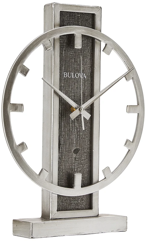 Bulova B1864 Silver Streak Tabletop Clock, Aged Tone