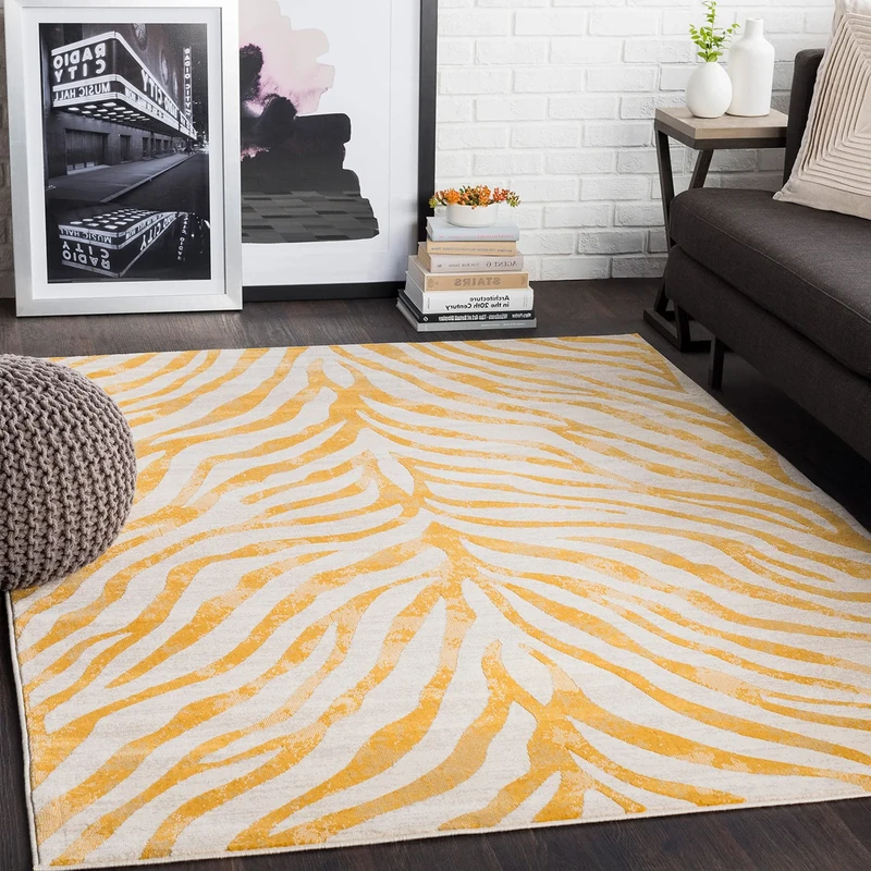 Livabliss Luanda Geometric Rug - Scandi Area Rugs Living Room 160x220 cm, Dining, Kitchen - Neutral, Abstract Patterned Rugs, Boho Style, Easy Care Pile - Large Rug, Mustard, Taupe, Beige